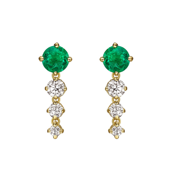 CHAINED ROUND EMERALD EARRINGS