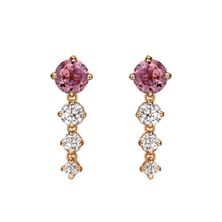 CHAINED ROUND PINK SAPPHIRE EARRINGS