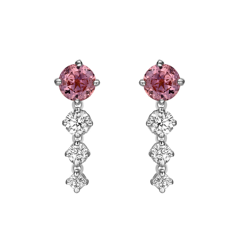 CHAINED ROUND PINK SAPPHIRE EARRINGS