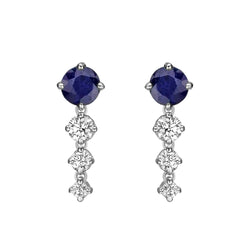 CHAINED ROUND BLUE SAPPHIRE EARRINGS