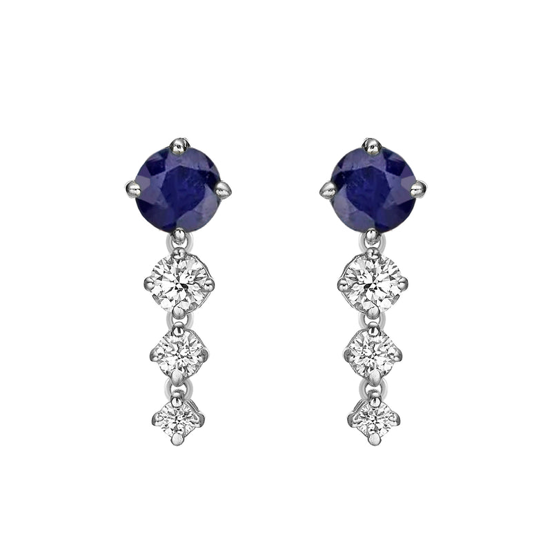 CHAINED ROUND BLUE SAPPHIRE EARRINGS