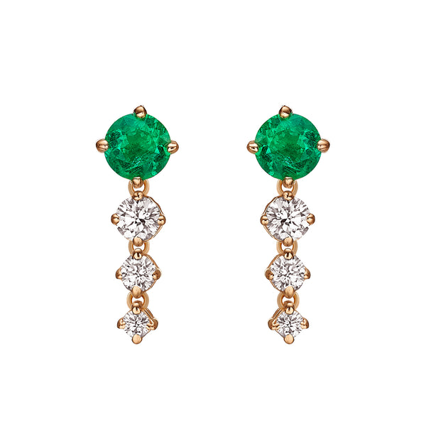 CHAINED ROUND EMERALD EARRINGS