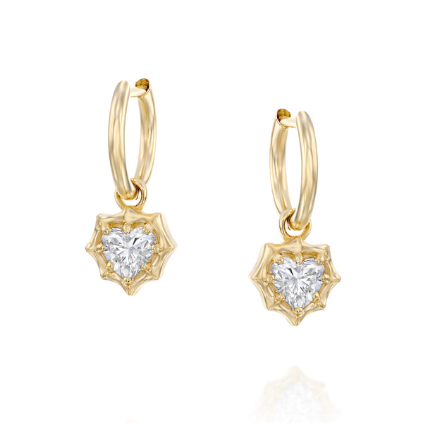 HEART DIAMOND HOOP EARRINGS