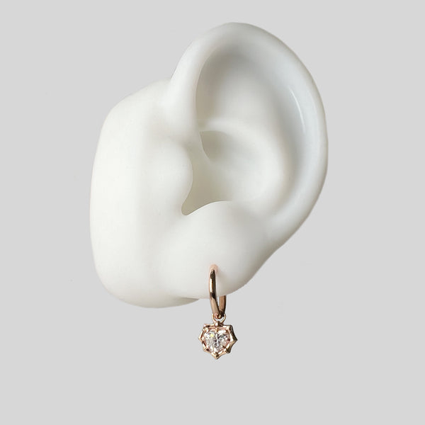 HEART DIAMOND HOOP EARRINGS