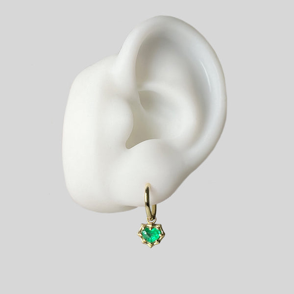 HEART EMERALD HOOP EARRINGS