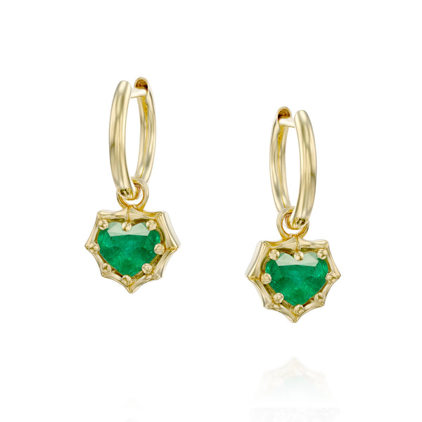 HEART EMERALD HOOP EARRINGS