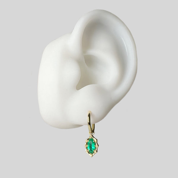 MARQUISE EMERALD HOOP EARRINGS