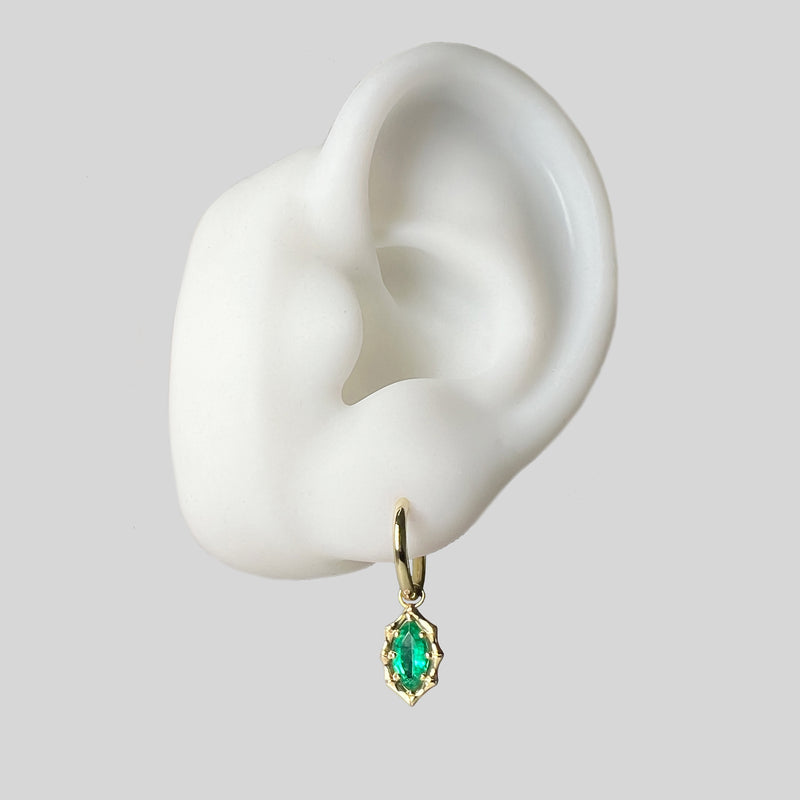 MARQUISE EMERALD HOOP EARRINGS