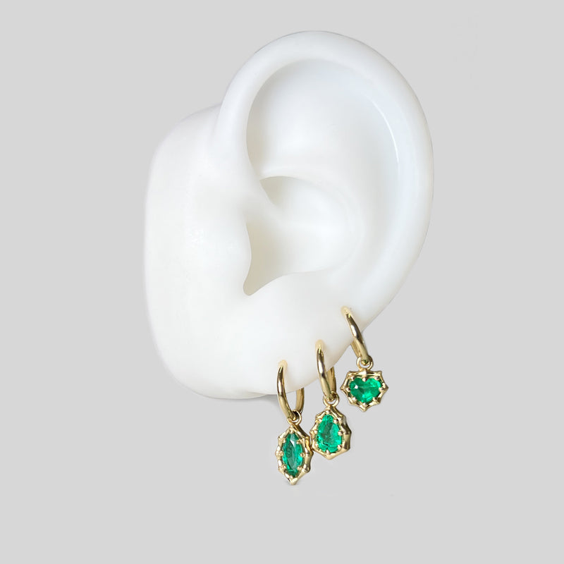 HEART EMERALD HOOP EARRINGS