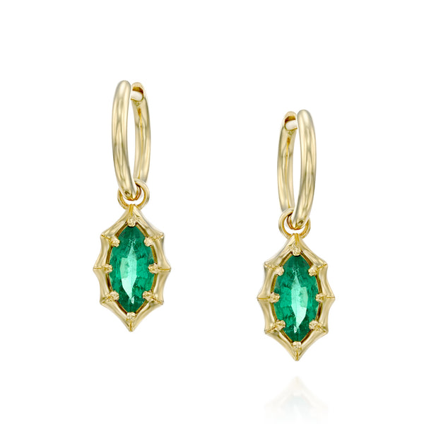MARQUISE EMERALD HOOP EARRINGS