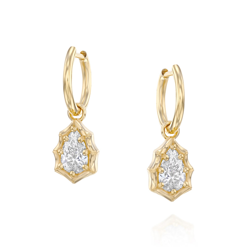 PEAR DIAMOND HOOP EARRINGS