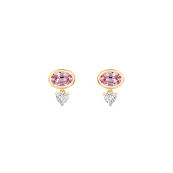 PINK PADPARADSCHA & HEART DIAMOND EARRINGS