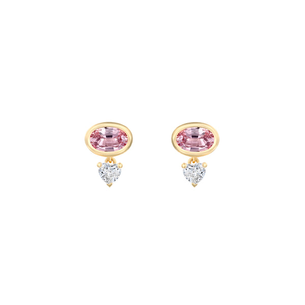 PINK PADPARADSCHA & HEART DIAMOND EARRINGS SAMPLE