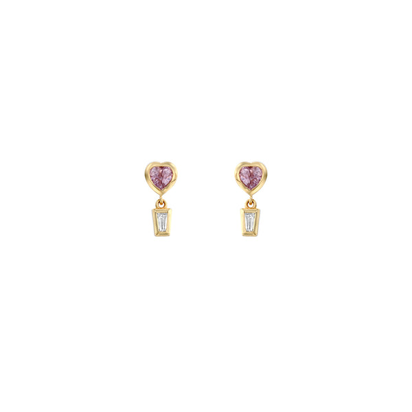 PINK SAPPHIRE HEARTS & DIAMOND EARRINGS SAMPLE