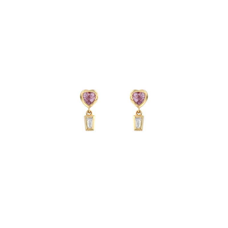 PINK SAPPHIRE HEARTS & DIAMOND EARRINGS SAMPLE