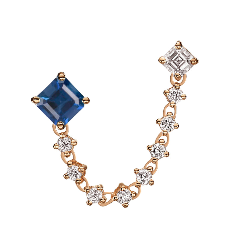 DUO SQUARE SAPPHIRE EARRING