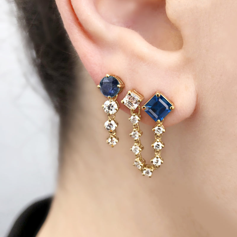 DUO SQUARE SAPPHIRE EARRING