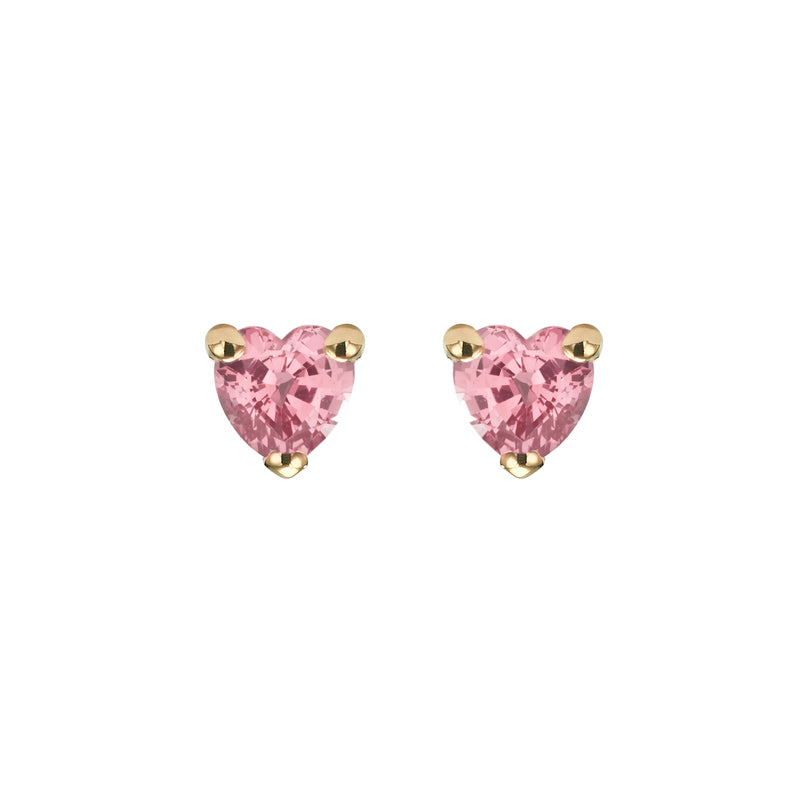 PINK SAPPHIRE HEARTS STUD EARRINGS