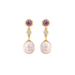 PINK SAPPHIRE WITH A PEARL EARRING