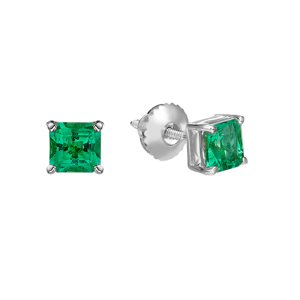SQUARE EMERALD STUD EARRING