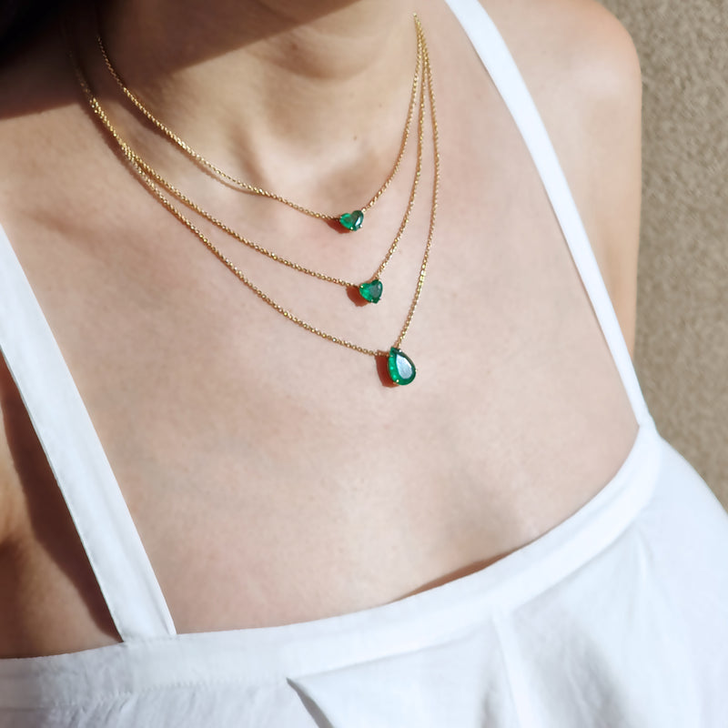 LARGE PEAR EMERALD NECKLACE